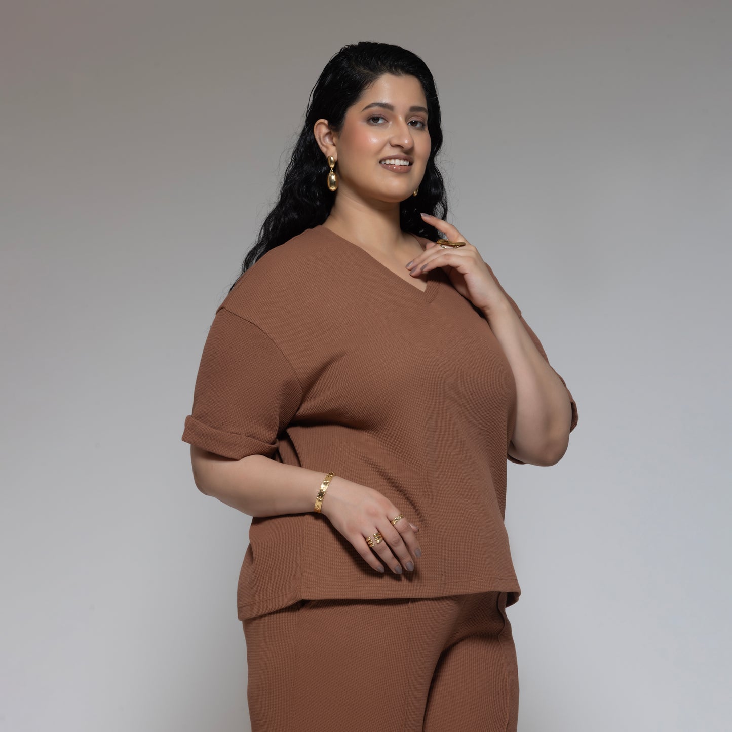 Waffle Hazel Tee With Loungepants Cord Set